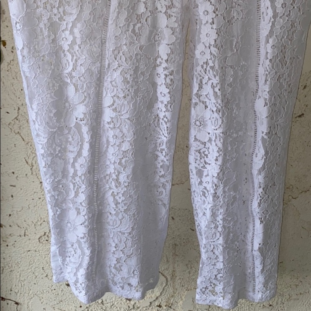 FRENCH CONNECTION WHITE HELENIE LACE JUMPSUIT - Picture 5 of 14